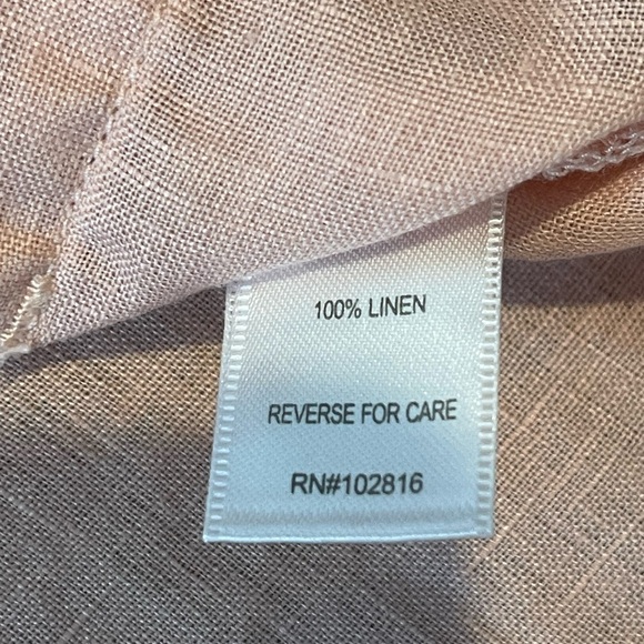 Garnet Hill V-Neck Linen Boxy Tee, Blush Pink, Short Sleeves, Lightweight, Sz S - Picture 5 of 12